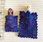 Miniature Crochet Blanket for Dollhouses & Tiny Stuffed Animals – Purple and Blue, Scalloped Edge, 2 Sizes