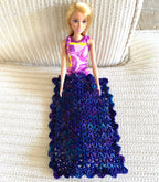 Miniature Crochet Blanket for Dollhouses & Tiny Stuffed Animals – Purple and Blue, Scalloped Edge, 2 Sizes