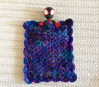 Miniature Crochet Blanket for Dollhouses & Tiny Stuffed Animals – Purple and Blue, Scalloped Edge, 2 Sizes