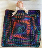 Jewel-Tone Granny Square Crochet Blanket for Dolls & Stuffed Animals, 17" x 17"