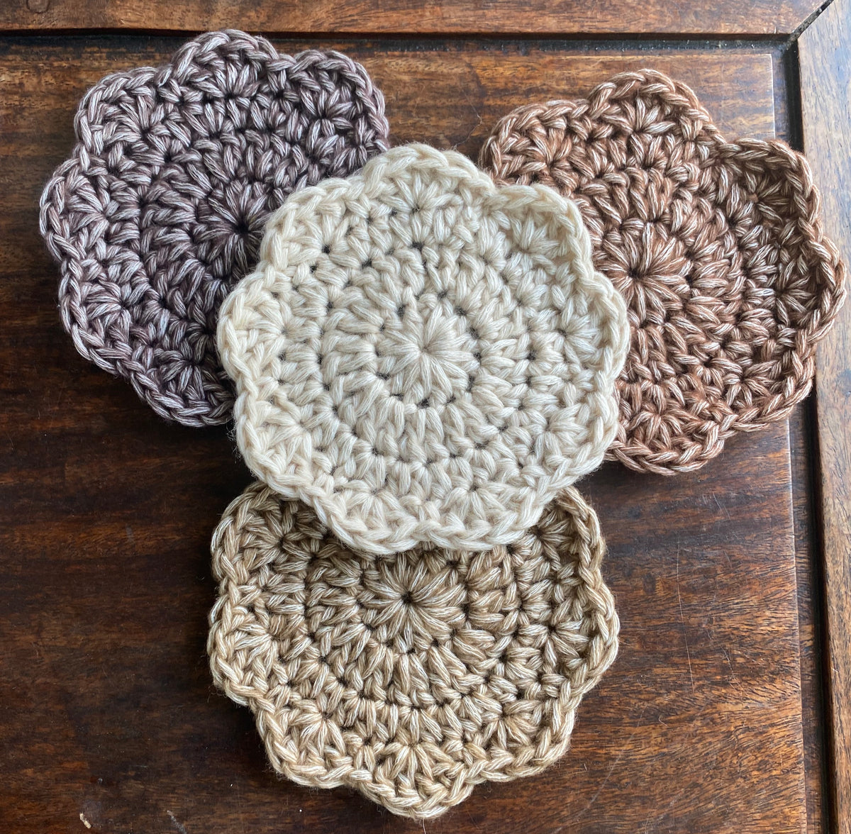 Handmade Scalloped Crochet Coasters Set