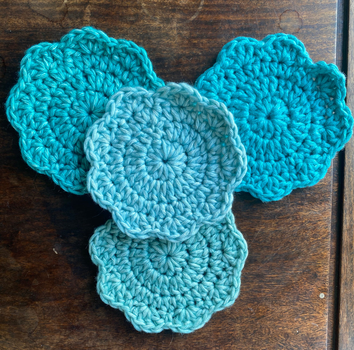 Handmade Scalloped Crochet Coasters Set