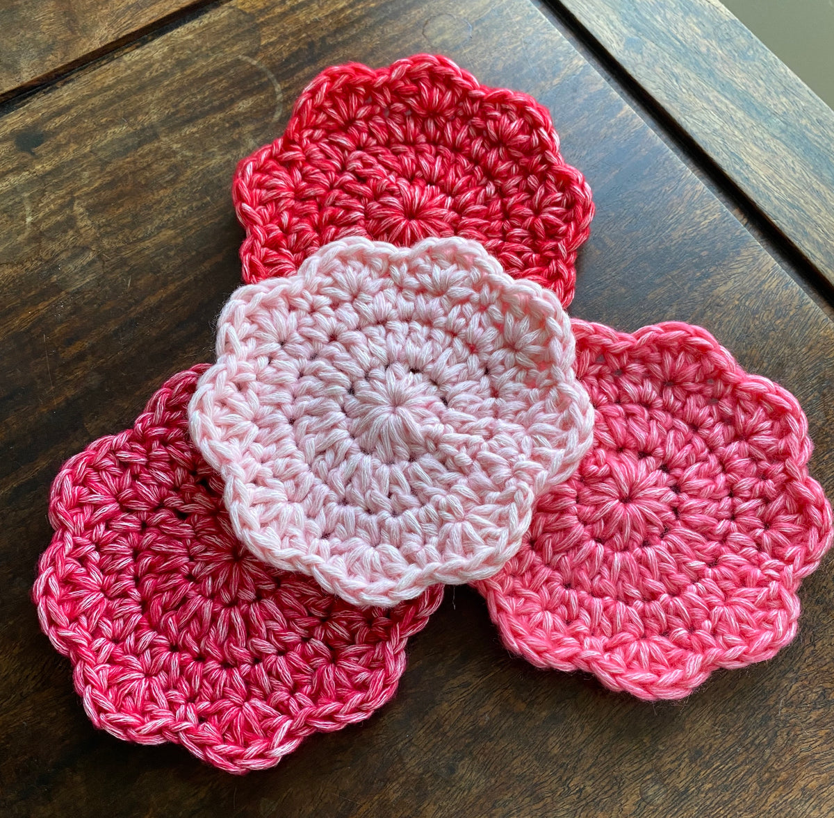 Handmade Scalloped Crochet Coasters Set