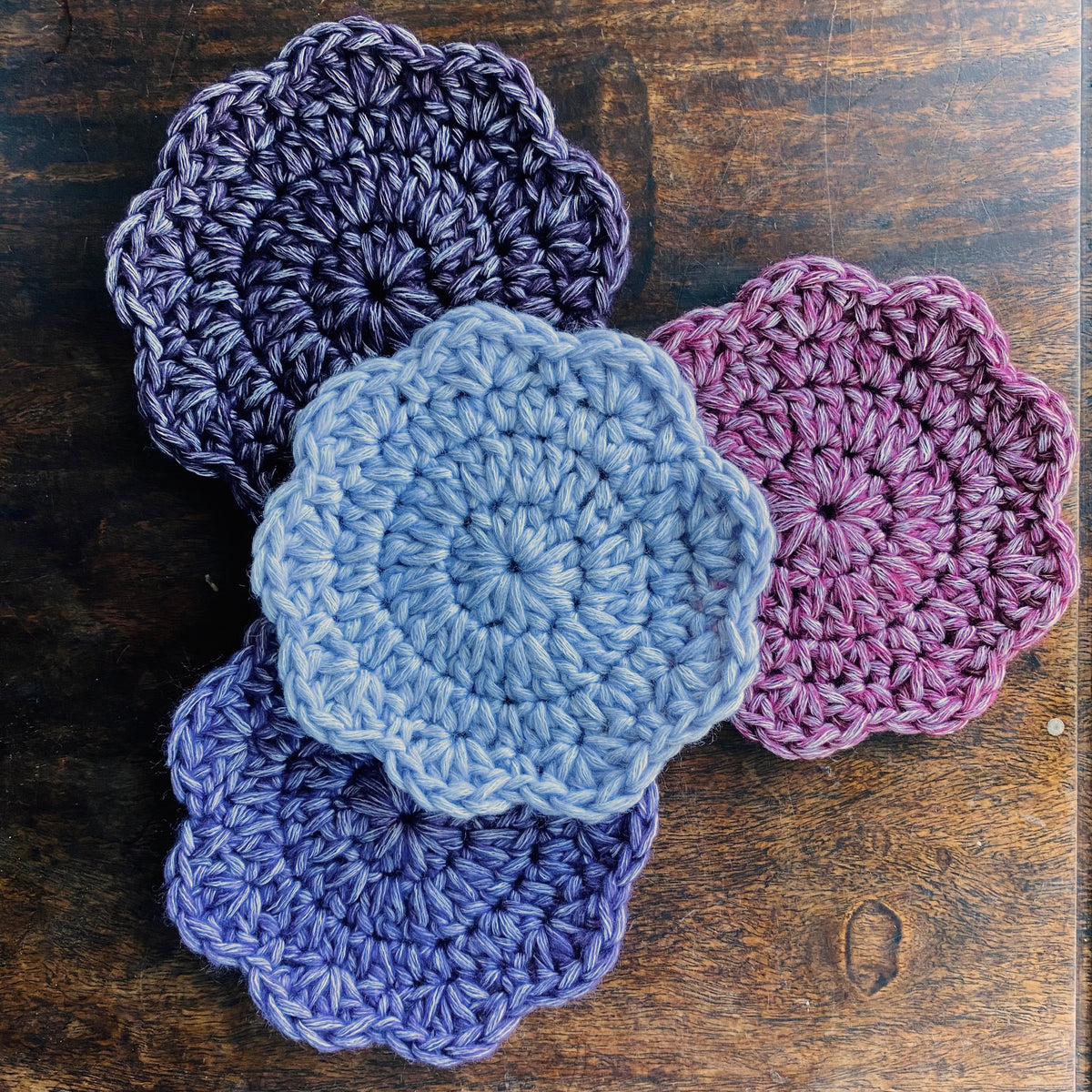 Handmade Scalloped Crochet Coasters Set