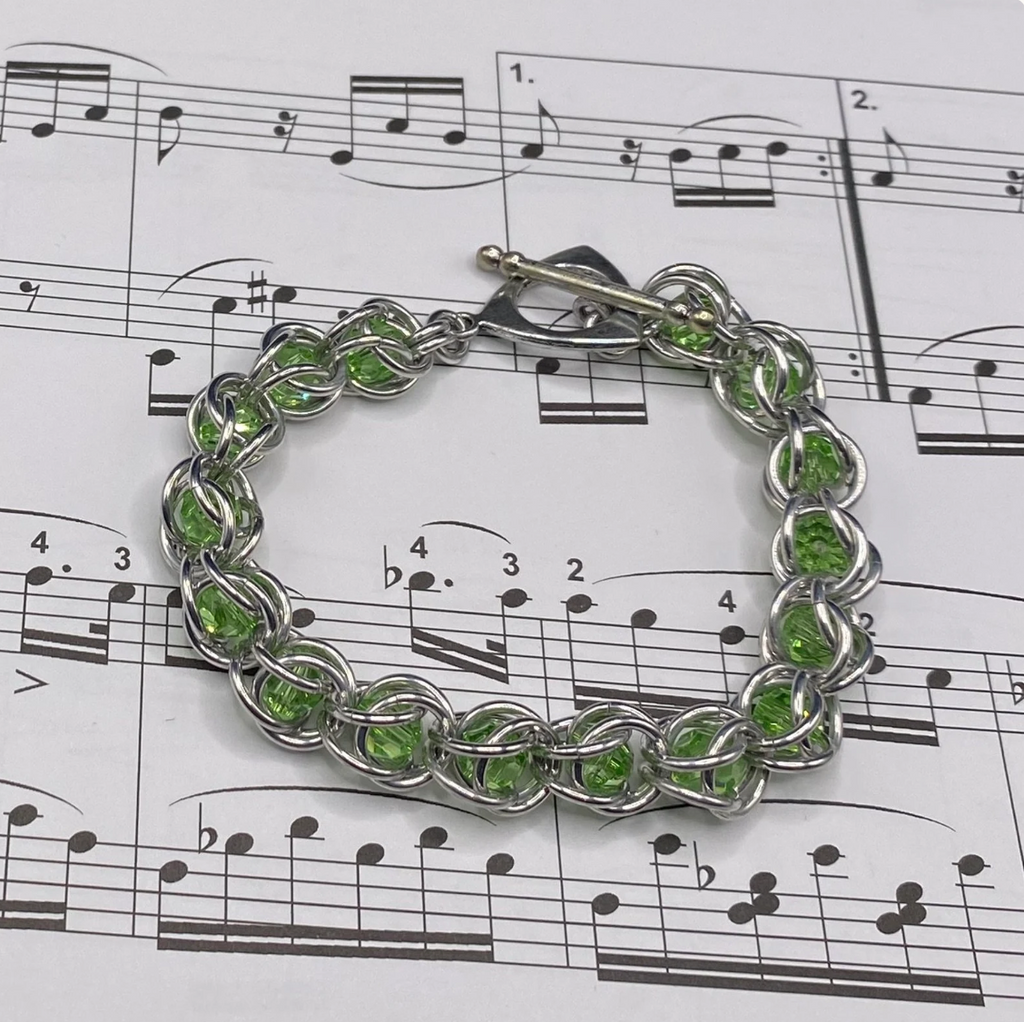 Peridot Crystal Chainmaille Bracelet