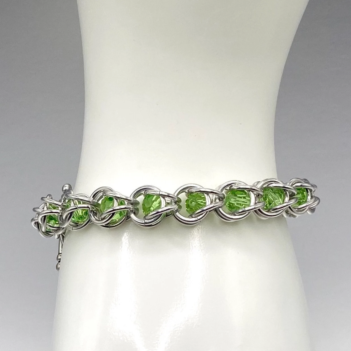 Peridot Crystal Chainmaille Bracelet