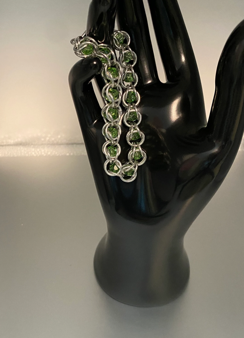Peridot Crystal Chainmaille Bracelet