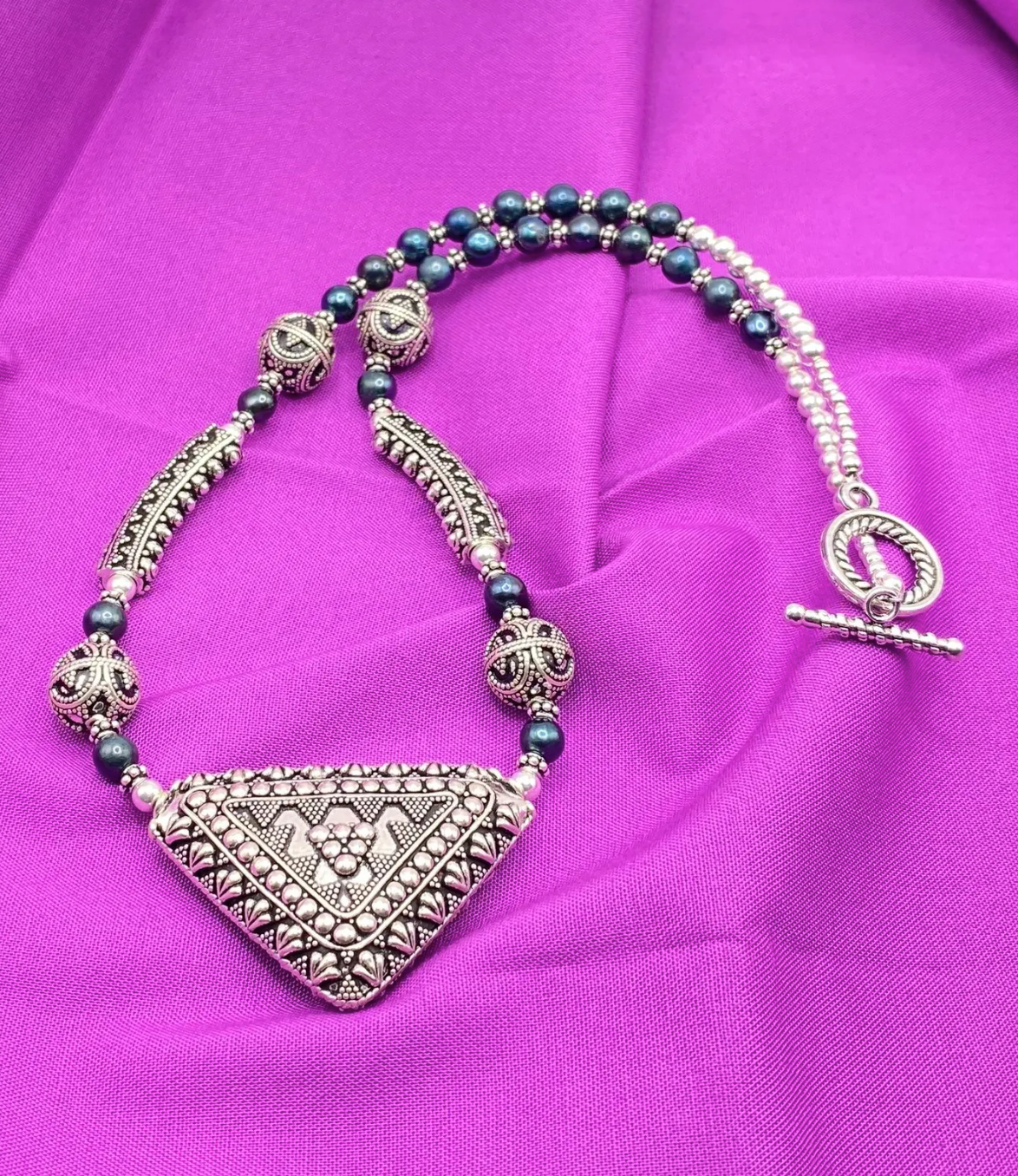 Bali Silver and Freshwater Pearl Necklace