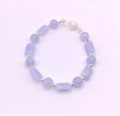 Light Blue Lace Agate Bracelet: Sterling Silver Stardust Clasp