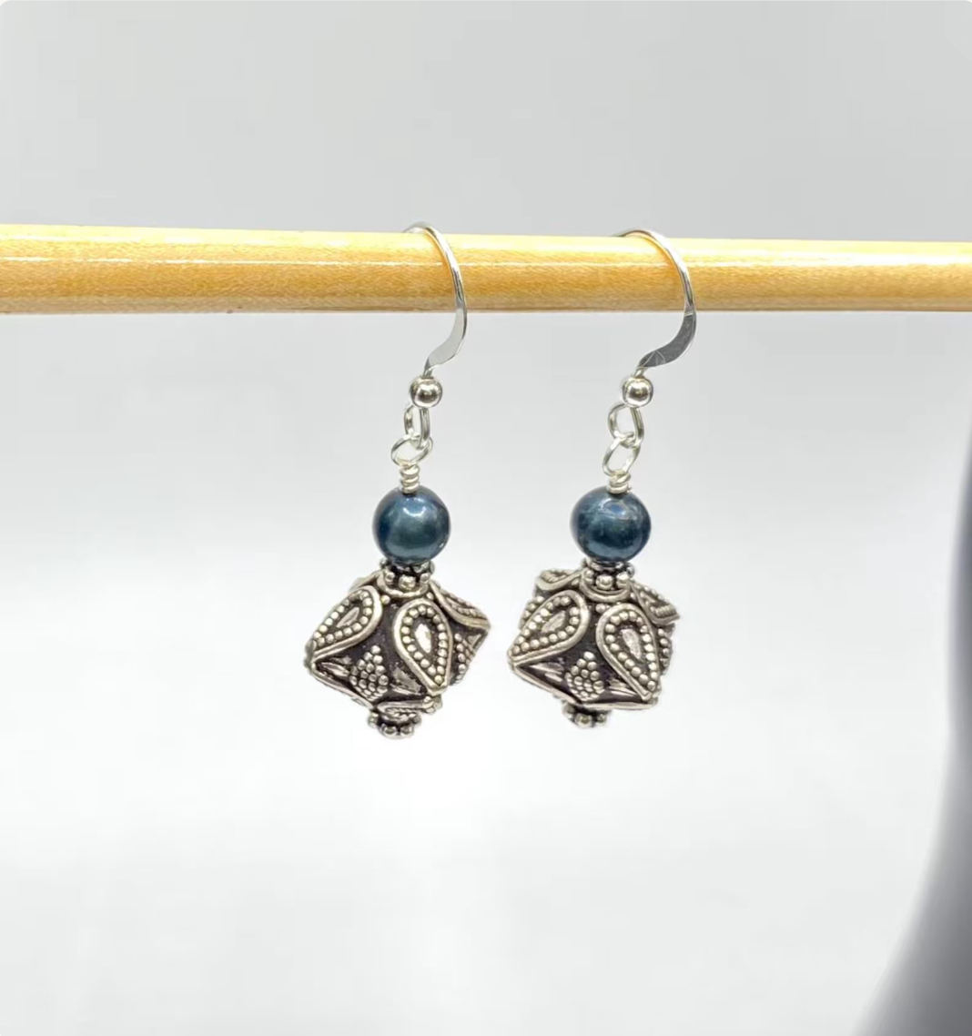 Bali Silver and Freshwater Pearl Earrings