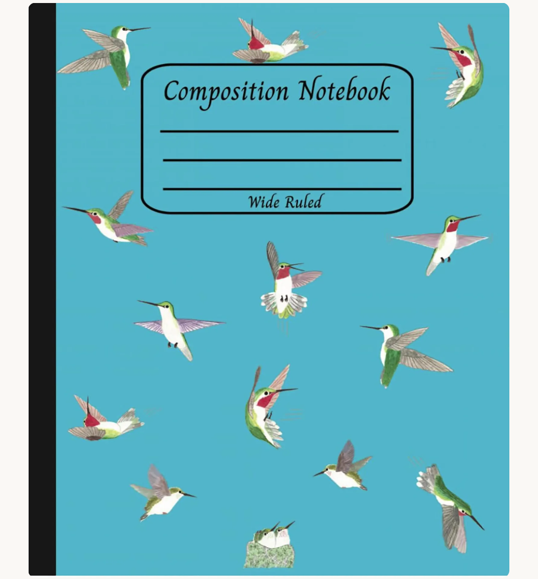 Acrobatic Hummingbirds Composition Notebook: Wide Ruled Bird Lovers Journal