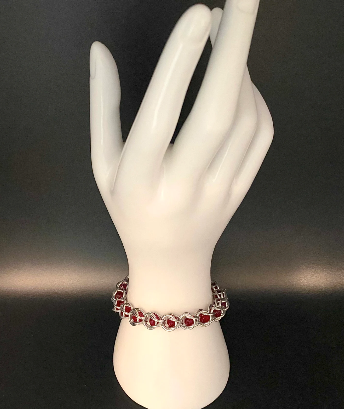 Red Swarovski Crystal Chainmail Bracelet - Captive Bead