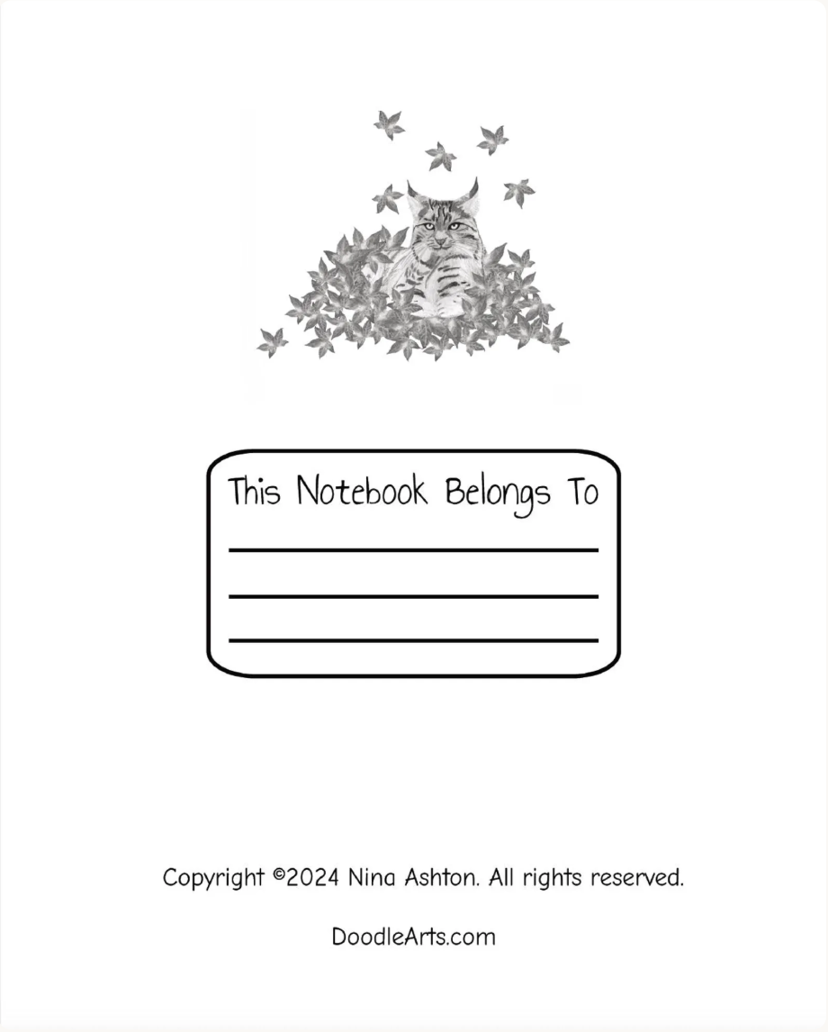 Composition Notebook: Bobcat Maple Leaves Wide Ruled Journal
