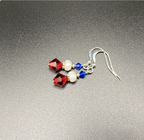 Patriotic Red White Blue Swarovski Crystal and Pearl Dangle Earrings