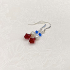 Patriotic Red White Blue Swarovski Crystal and Pearl Dangle Earrings