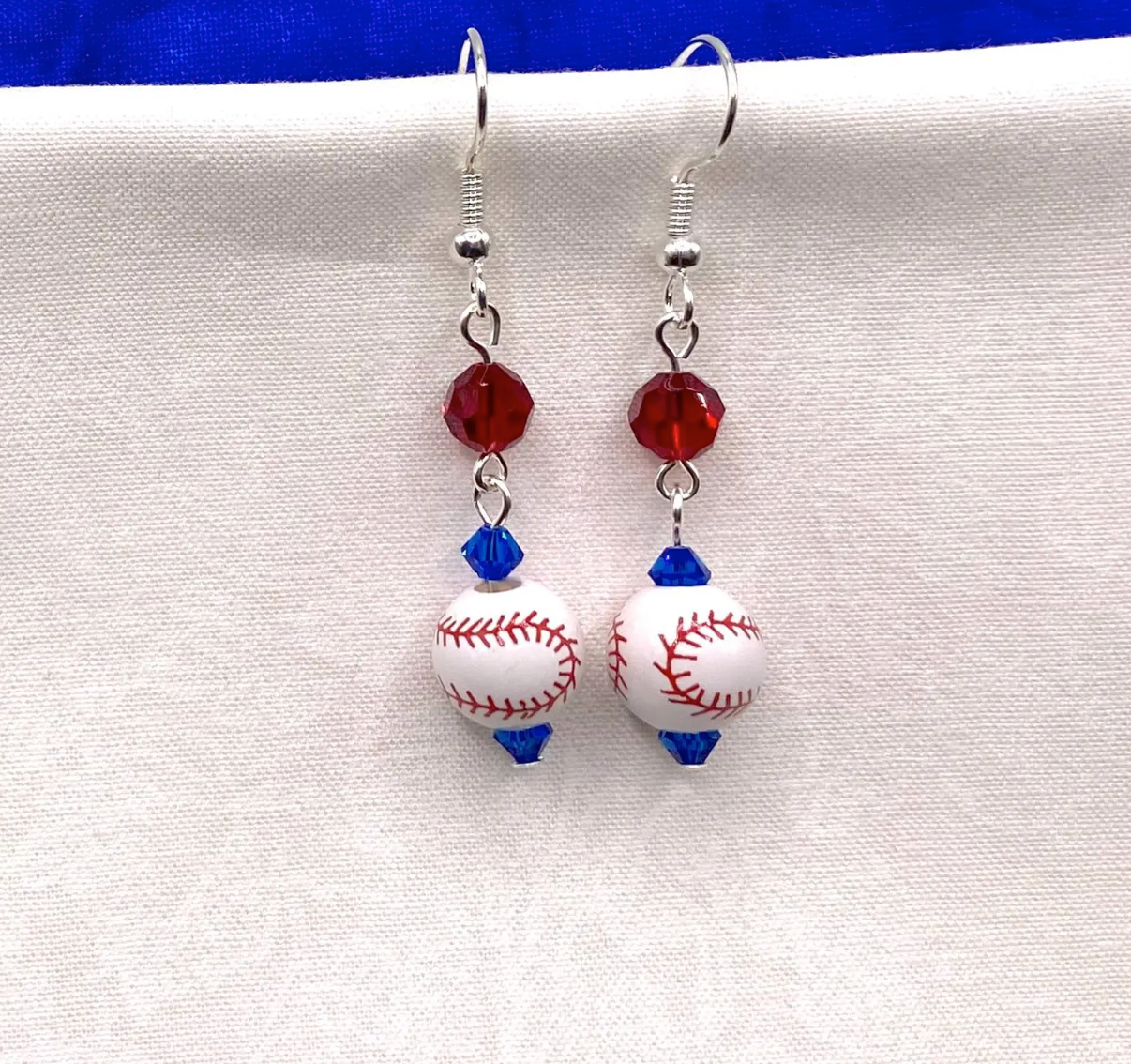 Baseball Earrings: Crystal & Ceramic