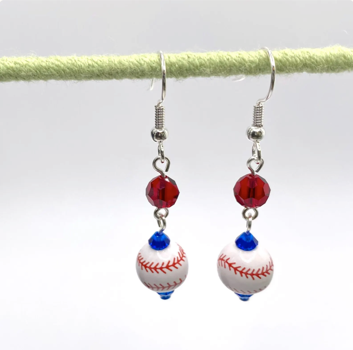 Baseball Earrings: Crystal & Ceramic