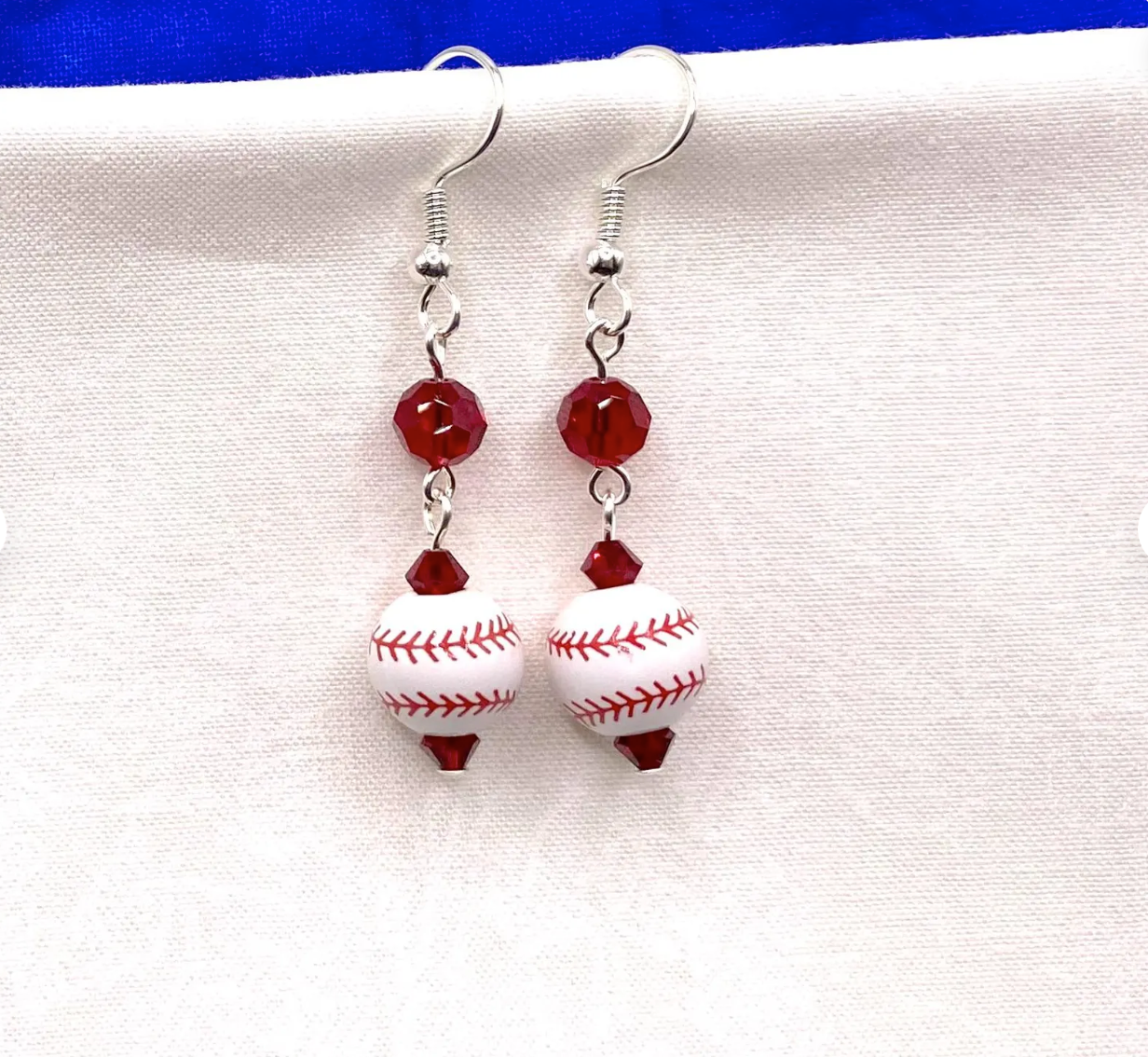 Baseball Earrings: Crystal & Ceramic