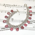 Woven Rhodonite & Freshwater Pearl Bracelet: Sterling Silver Clasp