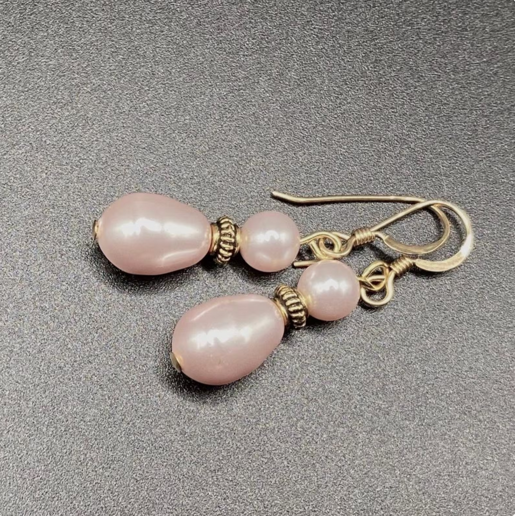 Light Pink Swarovski Pearl Earrings