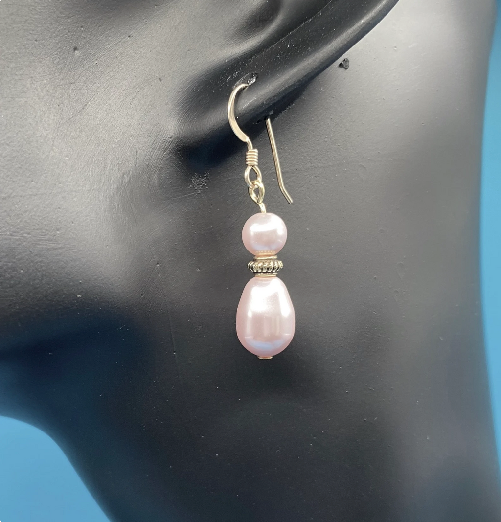 Light Pink Swarovski Pearl Earrings