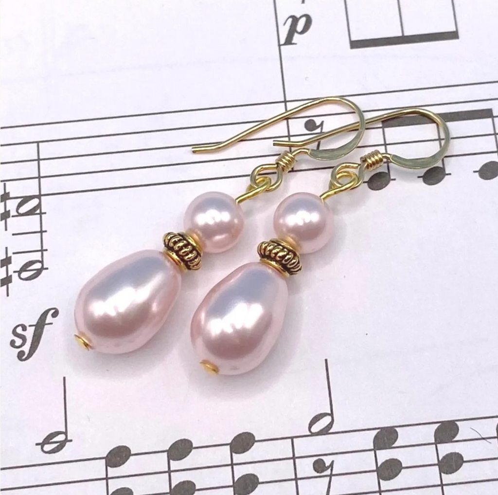 Light Pink Swarovski Pearl Earrings