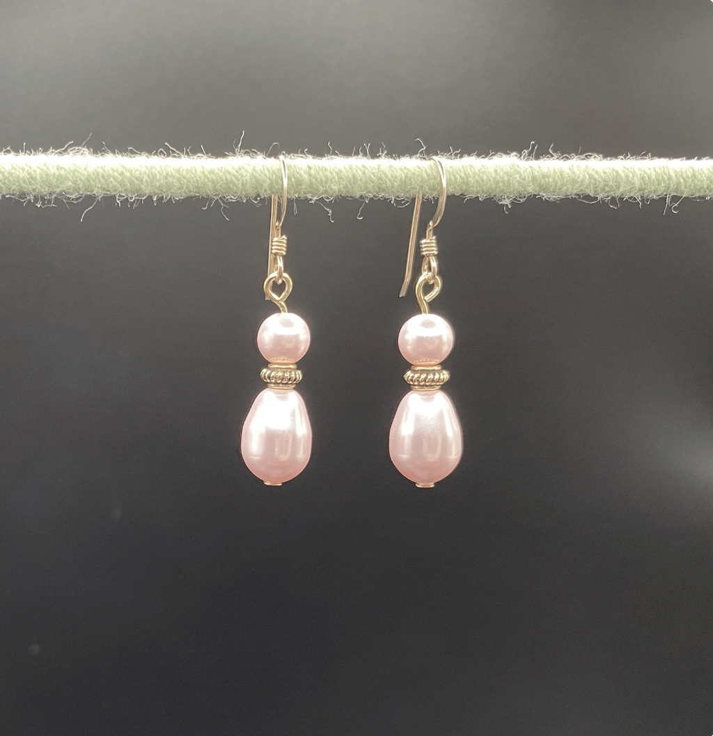 Light Pink Swarovski Pearl Earrings