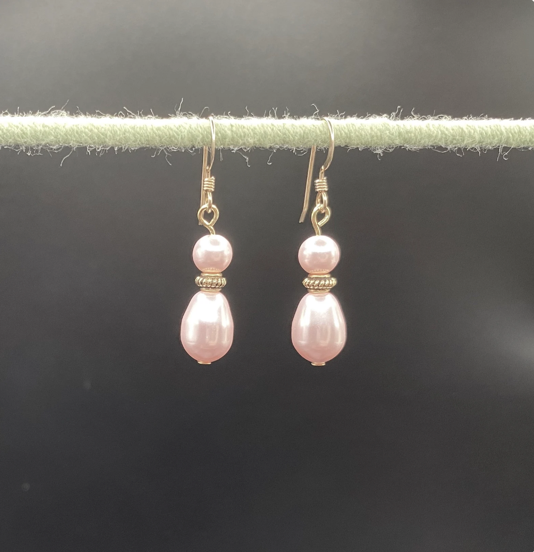 Light Pink Swarovski Pearl Earrings
