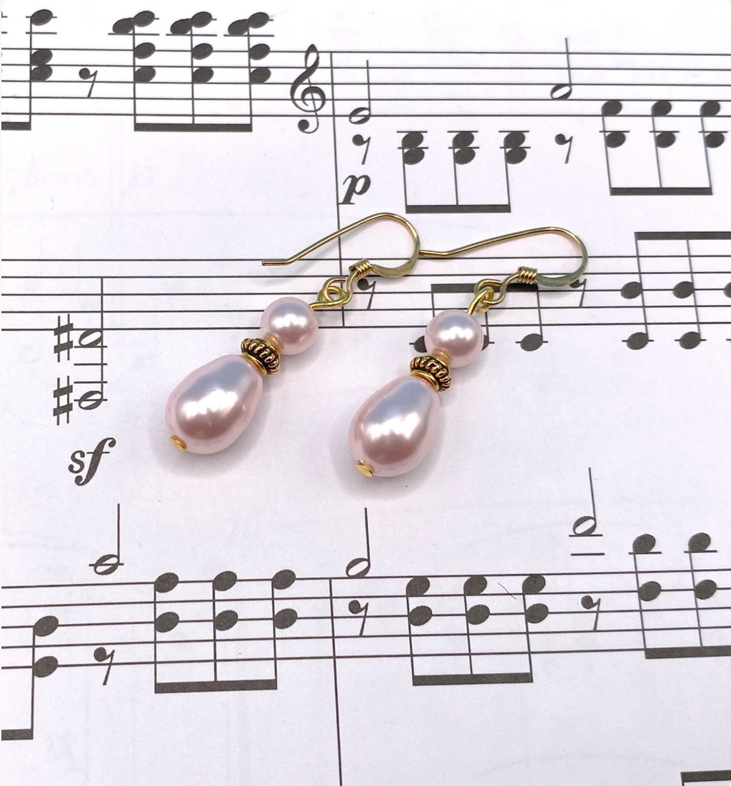 Light Pink Swarovski Pearl Earrings