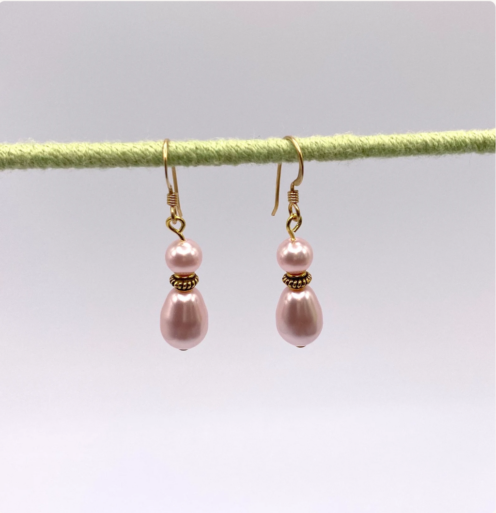 Light Pink Swarovski Pearl Earrings