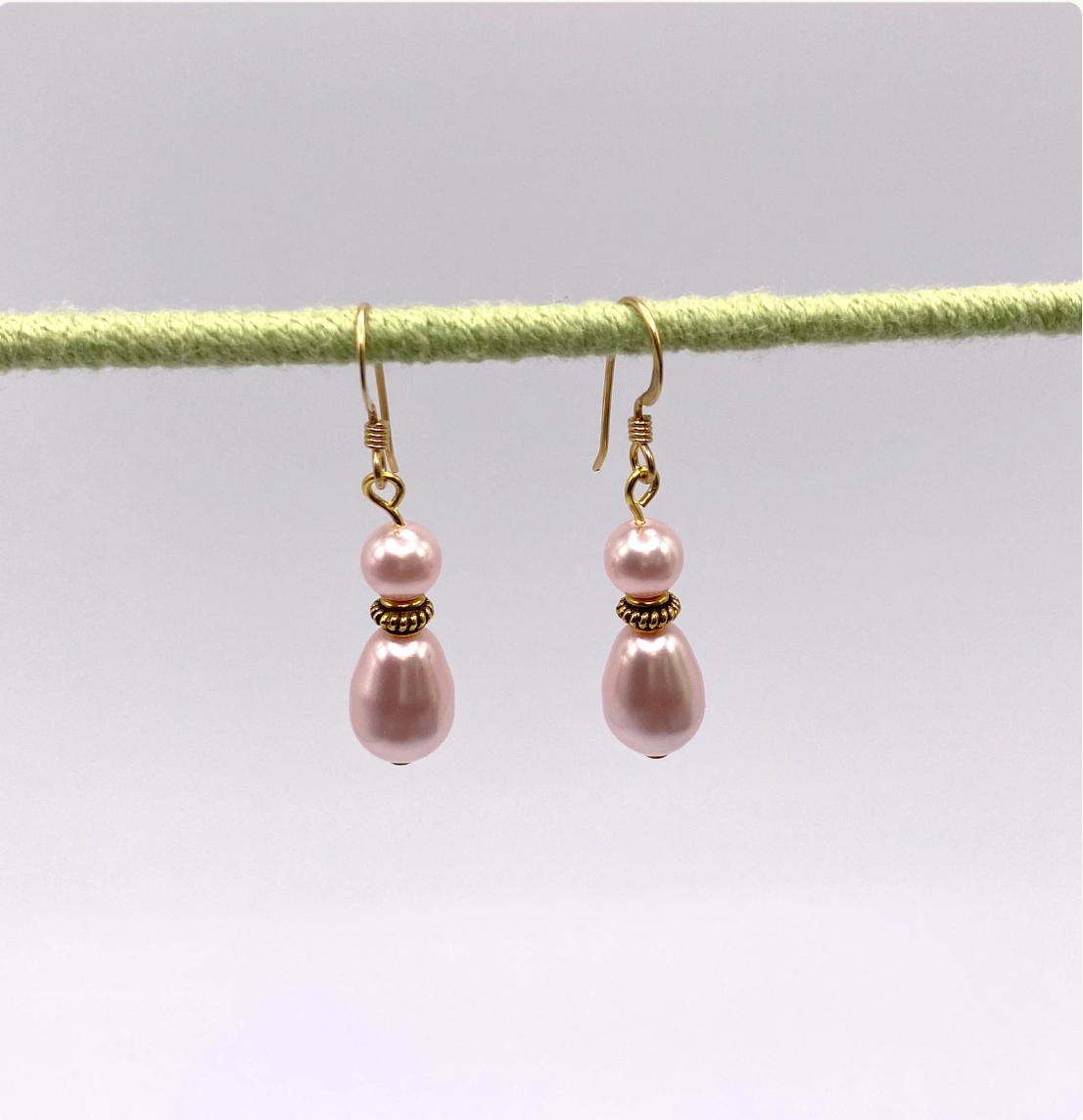 Light Pink Swarovski Pearl Earrings
