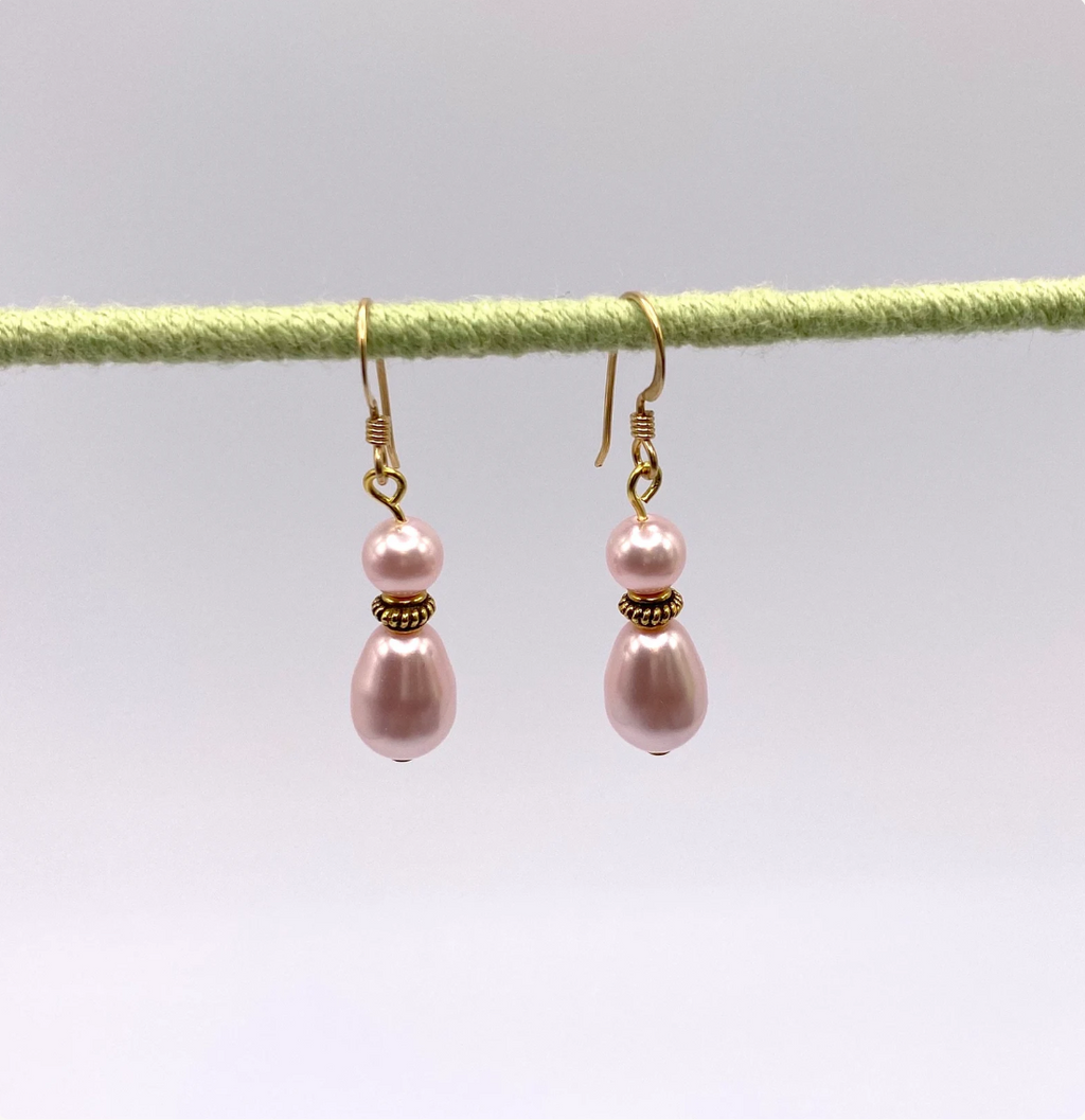 Light Pink Swarovski Pearl Earrings