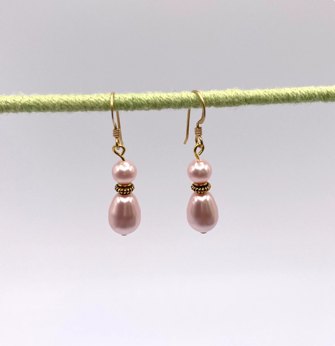Light Pink Swarovski Pearl Earrings