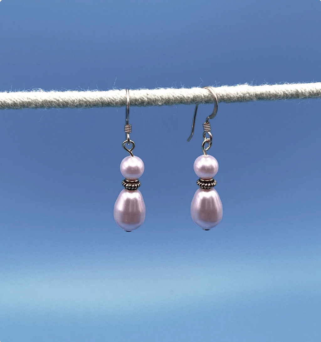 Light Pink Swarovski Pearl Earrings