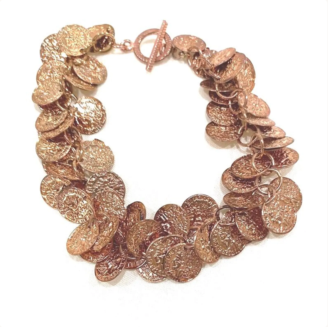 Rose Gold Coin Charm Bracelet
