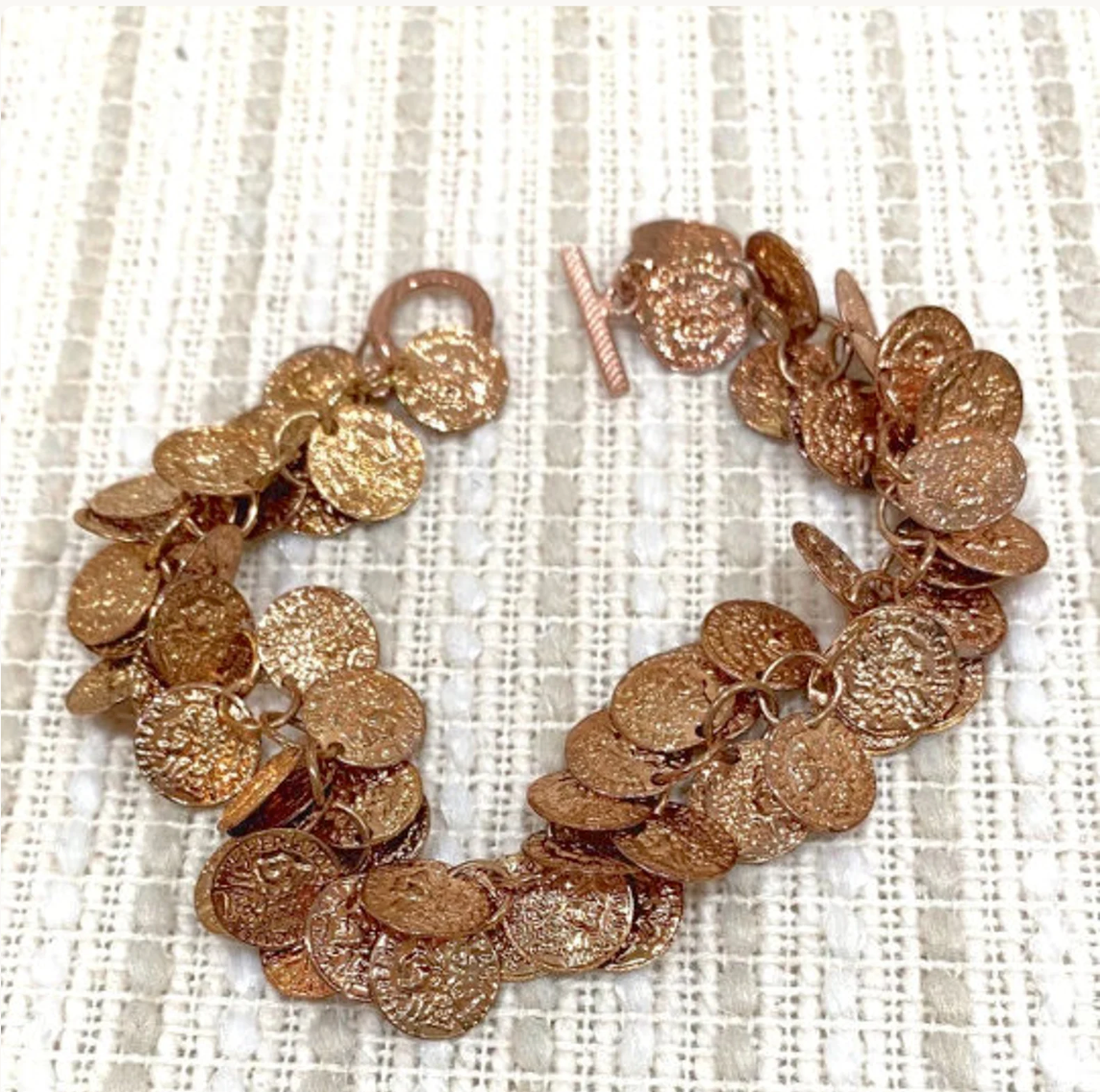 Rose Gold Coin Charm Bracelet