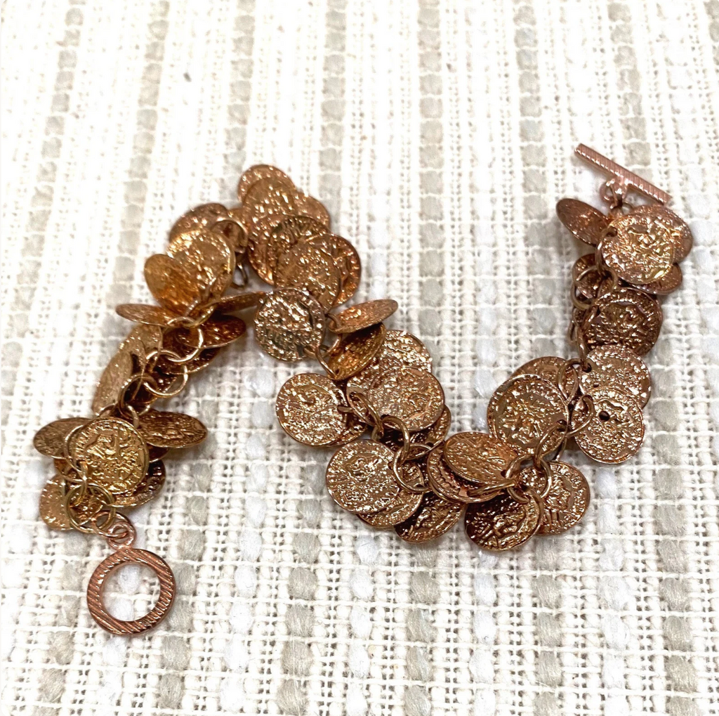 Rose Gold Coin Charm Bracelet