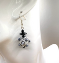 Black & White Bumpy Lampwork Earrings: Swarovski® Crystal Dangle