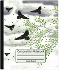 Composition Notebook: Wide Ruled with Ravens and Crows Soaring in a Storm Illustration