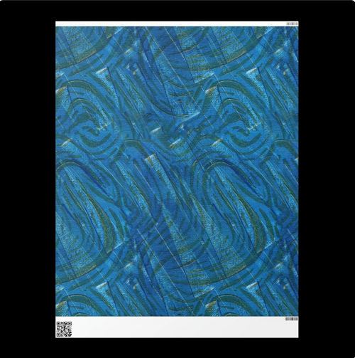 Abstract Blue and Gold Wrapping Paper - Matte or Glossy Finish - 3 roll length options