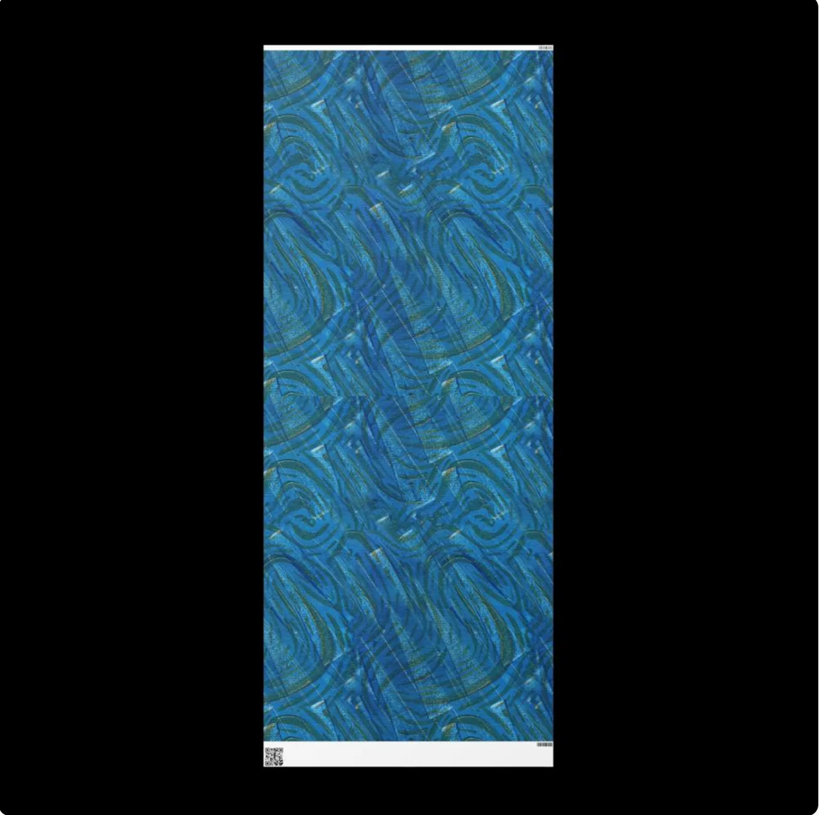 Abstract Blue and Gold Wrapping Paper - Matte or Glossy Finish - 3 roll length options