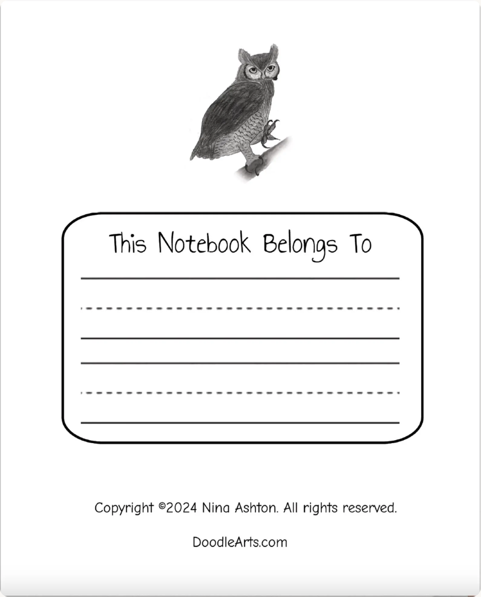 Owl & Animals Primary Composition Notebook: Watercolor Style Journal