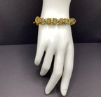 Bronze and Blue Green Chainmaille and Glass Bracelet