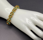 Bronze and Blue Green Chainmaille and Glass Bracelet