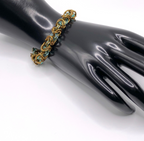 Bronze and Blue Green Chainmaille and Glass Bracelet