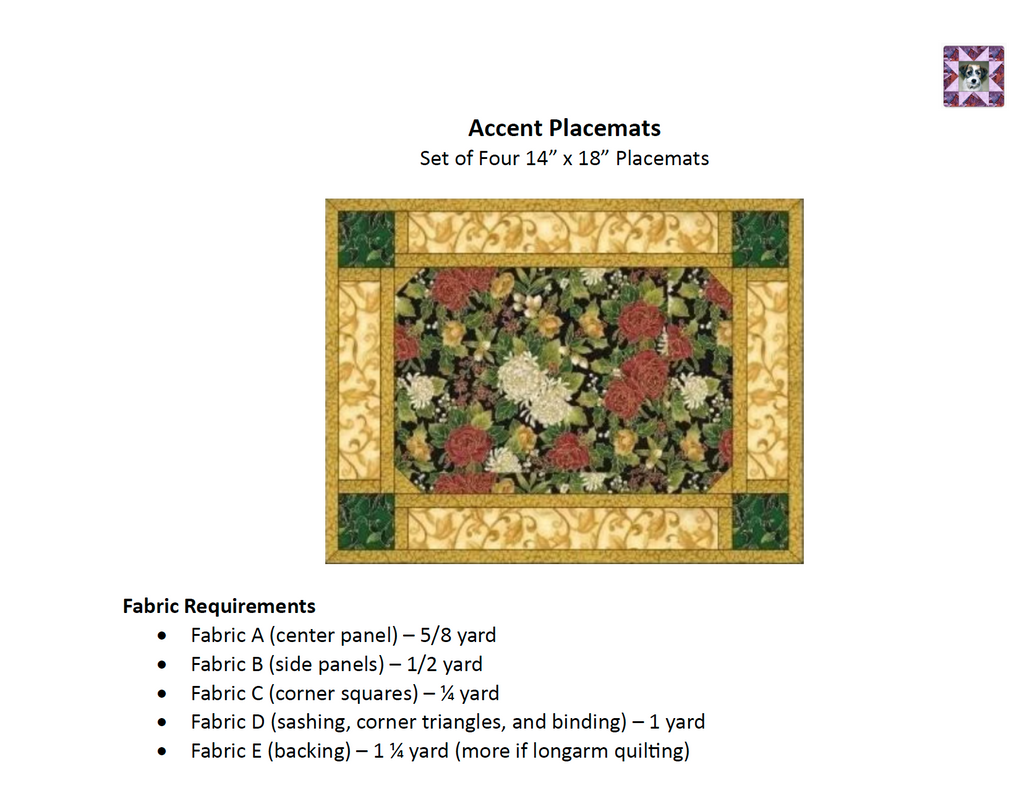 Accent Placemat Pattern - DIGITAL DOWNLOAD