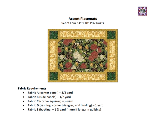 Accent Placemat Pattern - DIGITAL DOWNLOAD