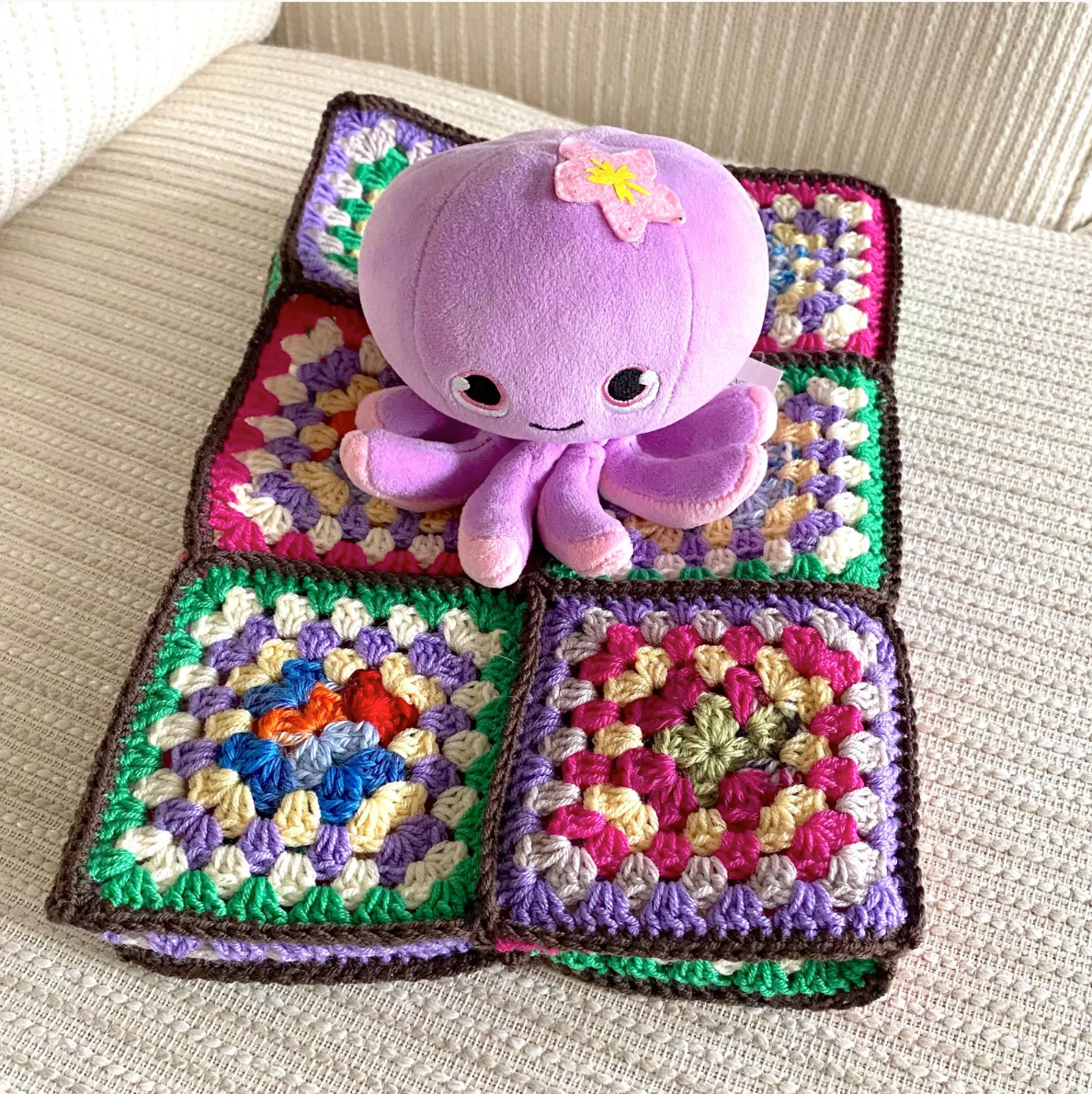 Crochet Doll Blanket and Stuffed Animal Bedding, 18 Inch Doll Crib Blanket, Handmade Toy Cradle Accessories, Plushie Teddy Bear Lovey
