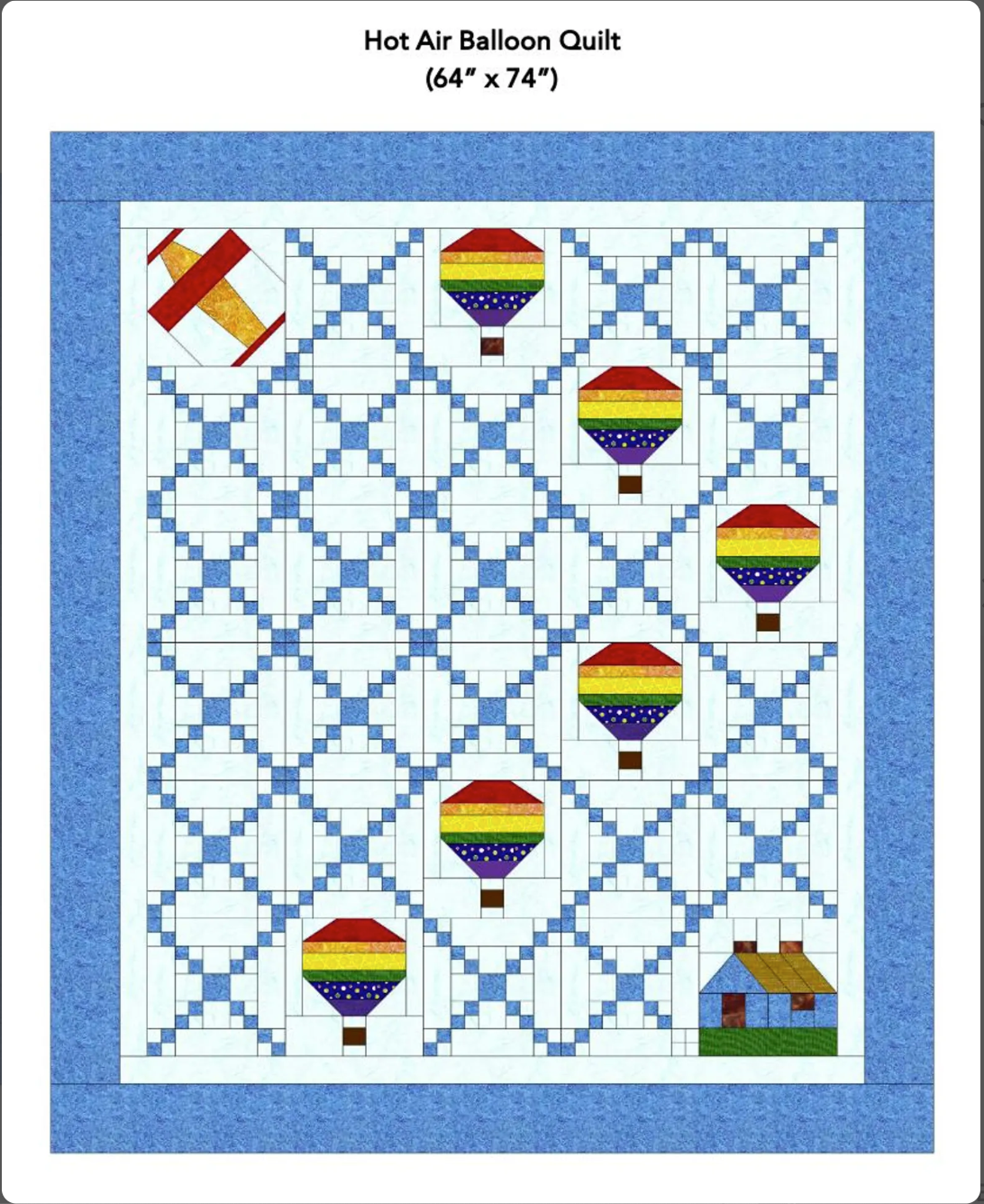 Hot Air Balloon Quilt Quilt Pattern - Digital Download PDF