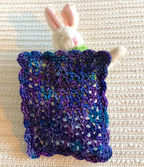 Miniature Crochet Blanket for Dollhouses & Tiny Stuffed Animals – Purple and Blue, Scalloped Edge, 2 Sizes